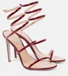 René Caovilla Cleo 105 Mirrored Leather Sandals In Red