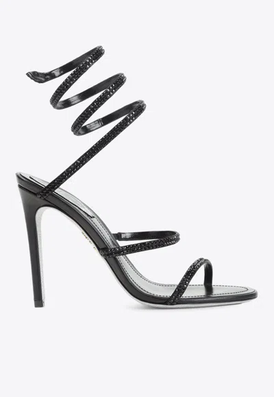 René Caovilla Spiral Strap Open Toe Sandals With Heel In Animal Print