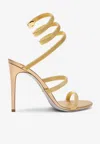 René Caovilla Cleo 105 Trigold Sandals With Serpent-finish In Gold