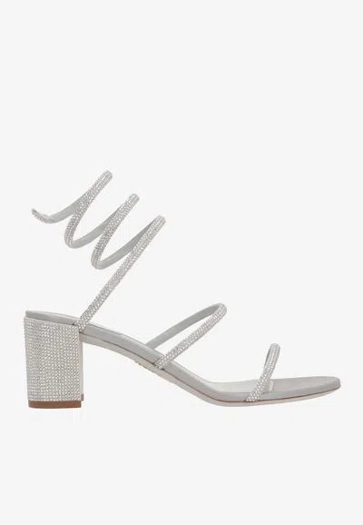 René Caovilla 70mm Crystal-embellished Strappy Sandals In Gray