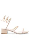 René Caovilla Cleo 40mm Crystal-embellished Sandals In Neutral