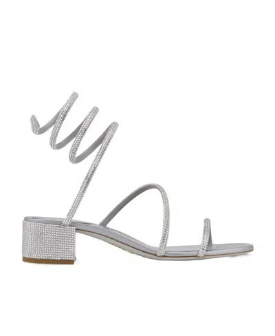 René Caovilla Cleo 45mm Rhinestone-embellished Sandals In Gray