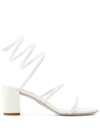 René Caovilla Cleo 60mm Leather Sandals In White