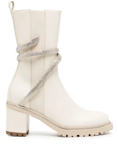 René Caovilla Cleo 65mm Leather Boots In Neutrals