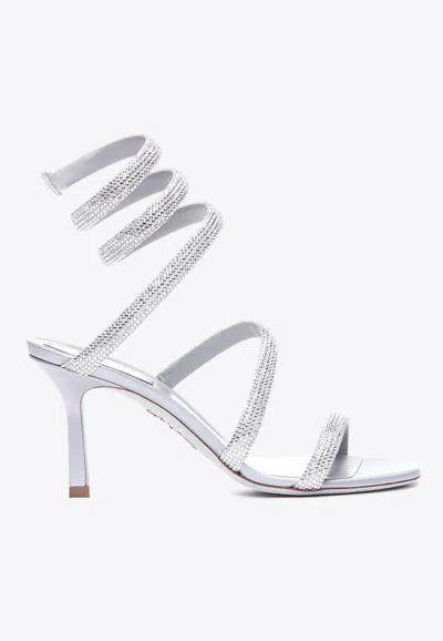 René Caovilla Cleo 80 Crystal Embellished Sandals In Gray
