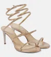 René Caovilla Cleo 80 Embellished Satin Sandals In Beige