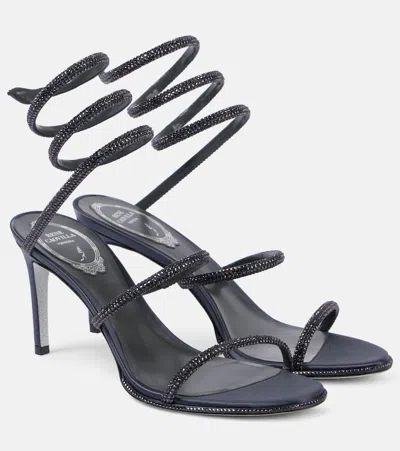 René Caovilla Cleo 80 Glitter Satin Sandals In Grey