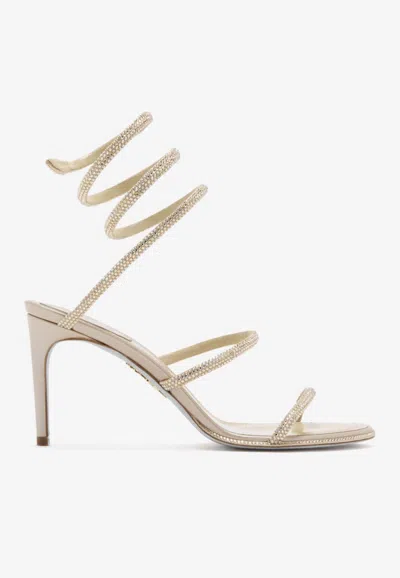 René Caovilla Cleo 80 Heeled Sandals With Crystals In Neutral