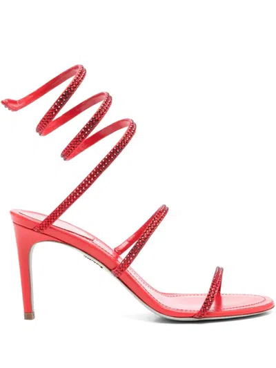 René Caovilla Rene Caovilla Cleo 80 Sandals With Crystals In Red