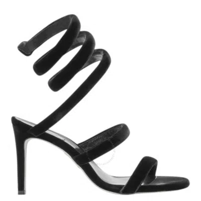 René Caovilla Rene Caovilla Cleo 80 Velvet Sandals In Black
