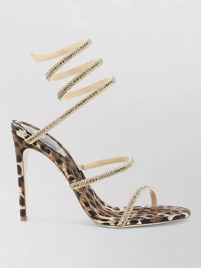 René Caovilla Cleo Animal Print Spiral Strap Sandals