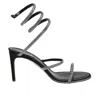 René Caovilla Cleo Anthracite Crystal Sandals 105 In Black
