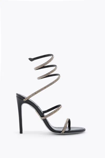 René Caovilla Cleo Black And Gold Sandal 105