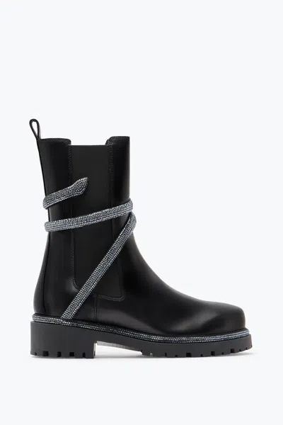 René Caovilla Cleo Black Biker Boot With Crystals 25
