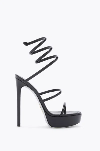René Caovilla Cleo Black Patent Leather Platform Sandal 130
