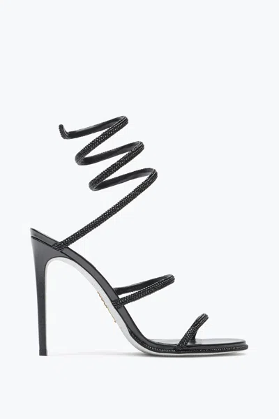 René Caovilla Spiral Strap Open Toe Sandals With Heel In Animal Print