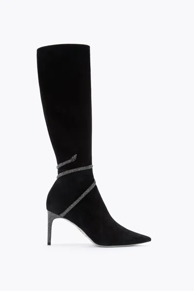 René Caovilla Cleo Black Suede Boot 80