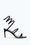 René Caovilla Cleo Black Velvet Sandal 80 In Black
