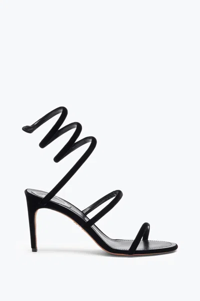 René Caovilla Cleo Black Velvet Sandal 80