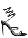 René Caovilla Cleo Black Sandal With Crystal Baguette 105 In Multicolor