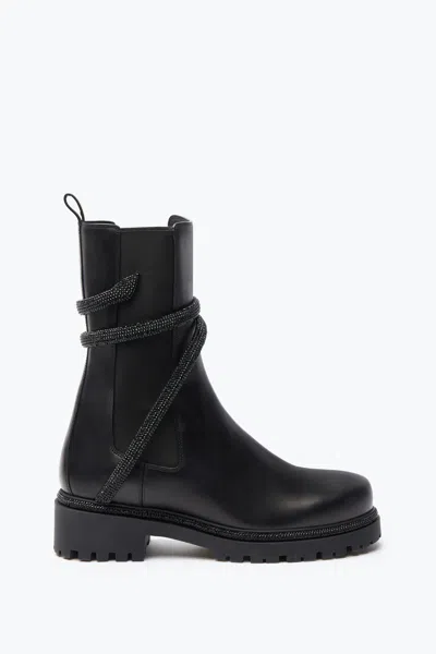 René Caovilla Cleo Crystal Black Bootie 25