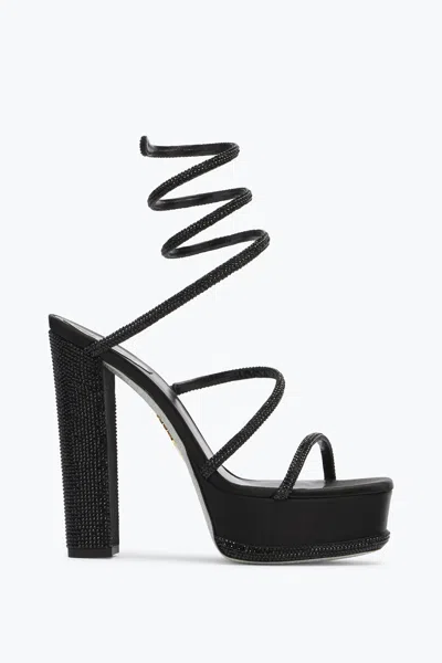 René Caovilla Cleo Crystal Black Platform Sandal