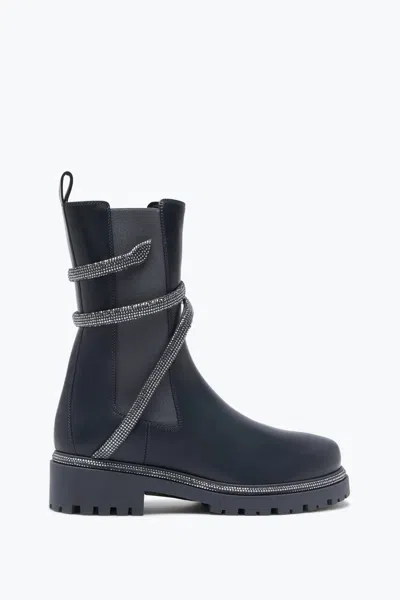René Caovilla Cleo Crystal Black-silver Bootie 25