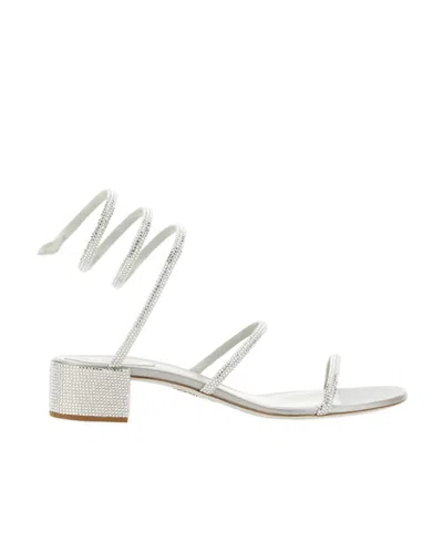 René Caovilla Cleo Crystal-embellished Sandals In White