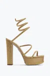 René Caovilla Cleo Crystal Gold Platform Sandal 130