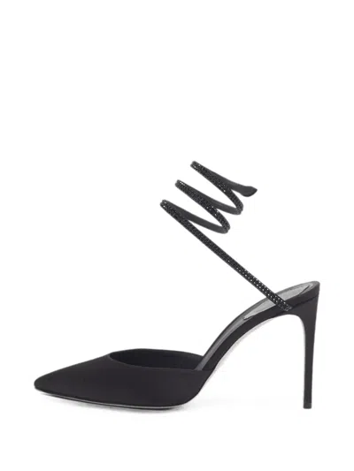 Pre-owned René Caovilla Cleo Crystal-embellished Heeled Pumps In Black