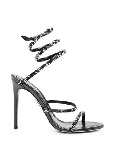 René Caovilla Cleo Crystal-embellished Sandals In Black