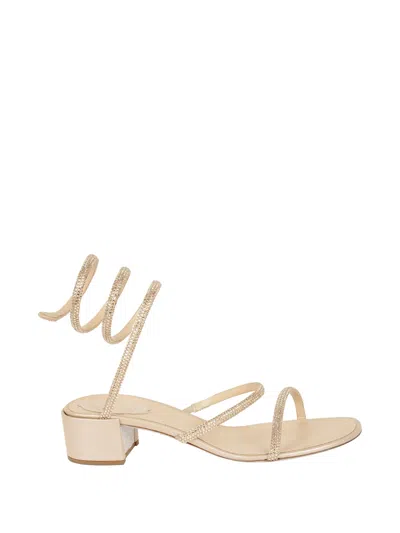 René Caovilla Cleo Crystal-embellished Sandals In Neutral