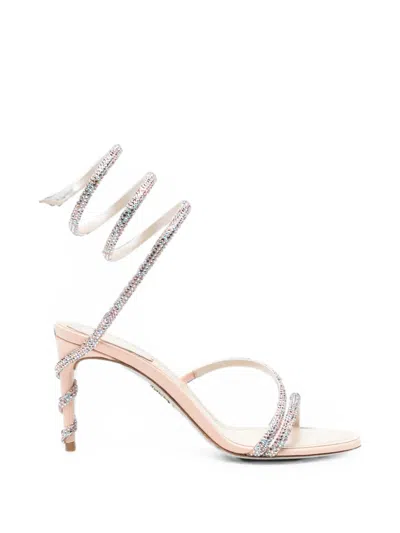 René Caovilla Cleo Crystal-embellished Sandals In Neutral