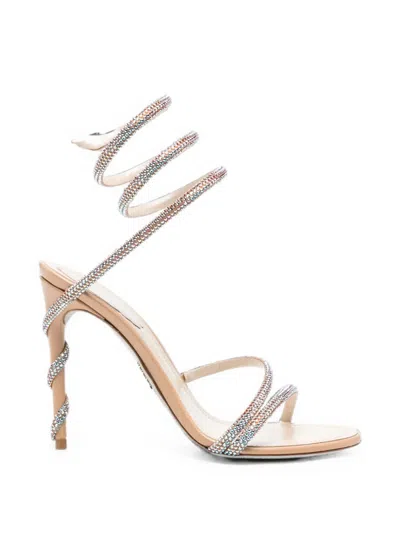 René Caovilla Cleo Crystal-embellished Sandals In Neutral