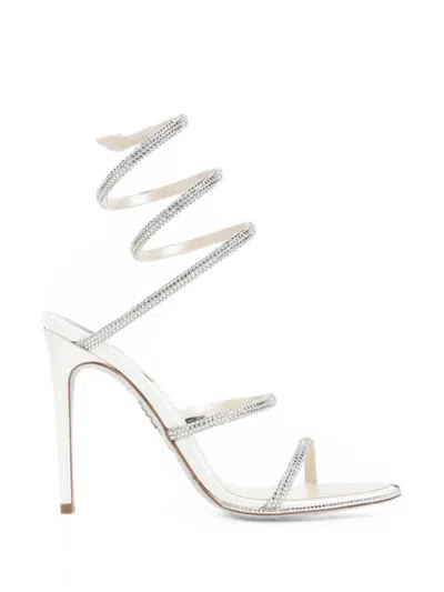 René Caovilla Cleo Crystal-embellished Sandals In White