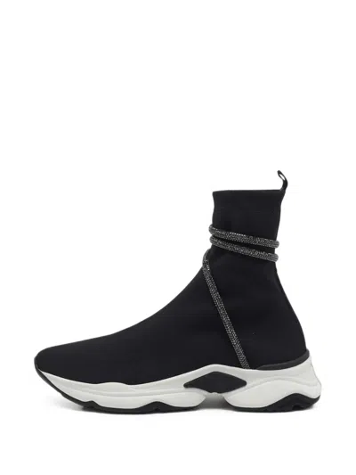 Pre-owned René Caovilla Cleo Crystal-embellished Sneakers In Black