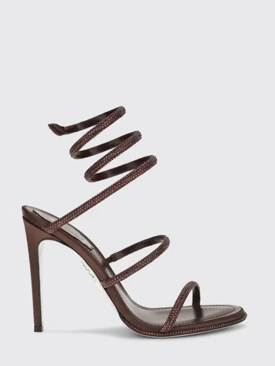 René Caovilla Rene Caovilla Cleo Crystal-embellished Spiral Strap High-heeled Sandals In Brown