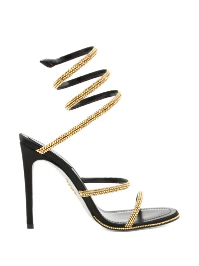 René Caovilla Cleo Crystal-embellished Wrap Sandals In Black
