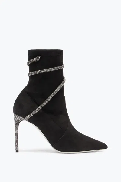 René Caovilla Cleo Crystals Black Bootie 100
