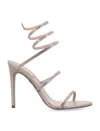 René Caovilla 105mm Embellished Leather Sandals In Beige Gold Satin