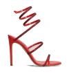 René Caovilla Cleo Crystal-embellished Satin And Leather Sandals In Red