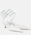 René Caovilla Cleo Embellished Leather Sandals In Silver