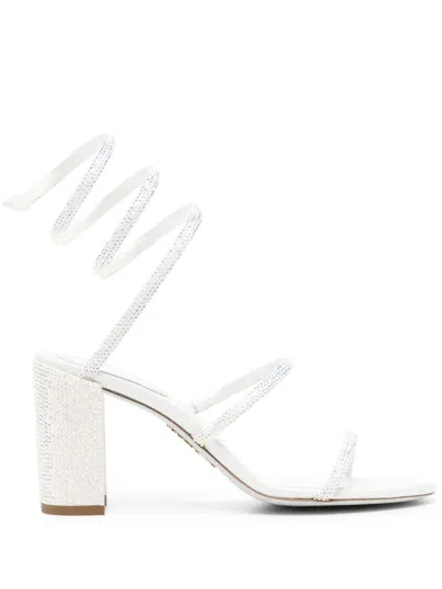 René Caovilla Cleo Embellished Leather Sandals In White