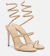 René Caovilla Cleo Embellished Satin Sandals In Gold