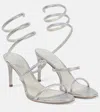 René Caovilla Cleo Crystal-embellished Satin Sandals In Grey Satin/c.silver Shade