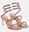 René Caovilla Cleo Embellished Satin Sandals In Nude Satin Blush Roses