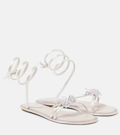 René Caovilla Cleo Embellished Satin Sandals In Pink