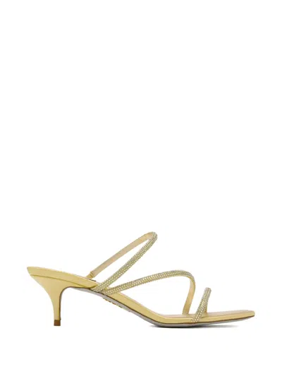 René Caovilla Cleo Embellished-strap Kitten-heel Sandals In Gold