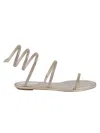René Caovilla Cleo Flat Sandals In Neutral