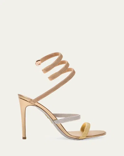 RENÉ CAOVILLA CLEO GOLD-FILLED BRASS SNAKE-WRAP SANDALS